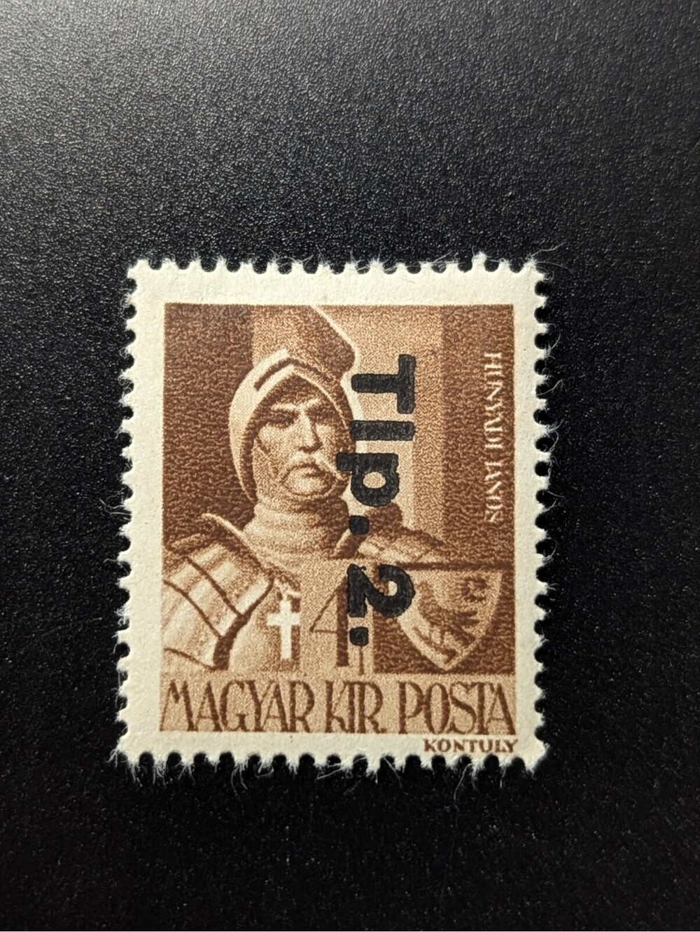 1945 HUNGARY MAGYAR Janos Hunyadi STAMP WW2 TI. 2 OVERPRINT MNH OG